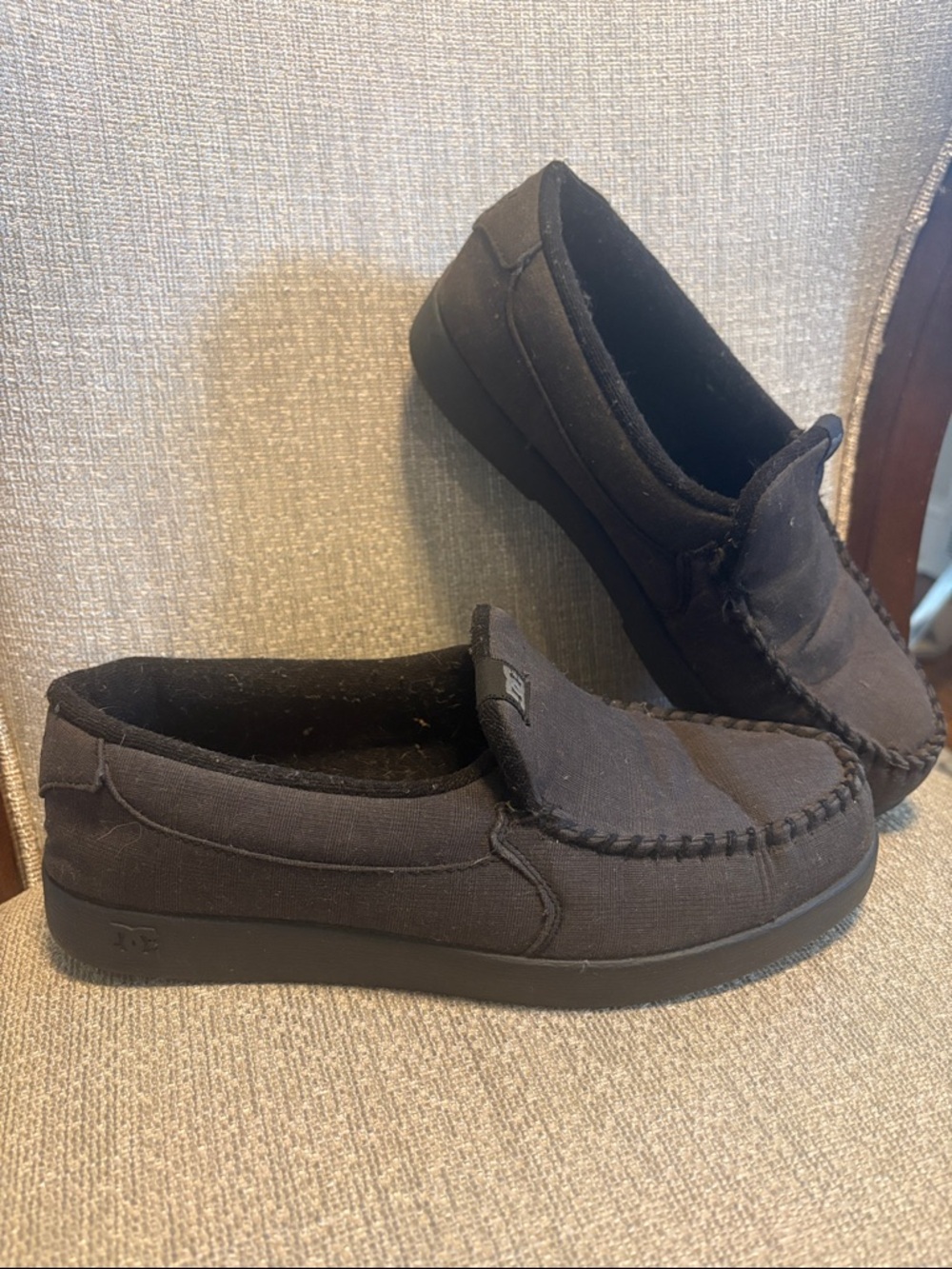 Men's Black and Grey DC Villain TX slip-on canvas shoes